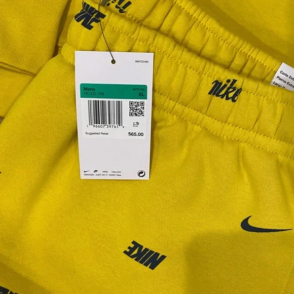 Nike Yellow Allover Logo Hoodie & Joggers Set - Black Accents - Picture 4 of 4